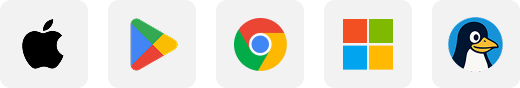 Apple, Google Play, Chrome, Windows, Linux