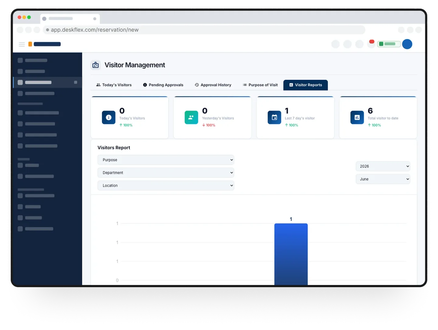 DeskFlex Visitor Management view