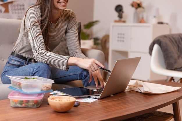 woman working remotely