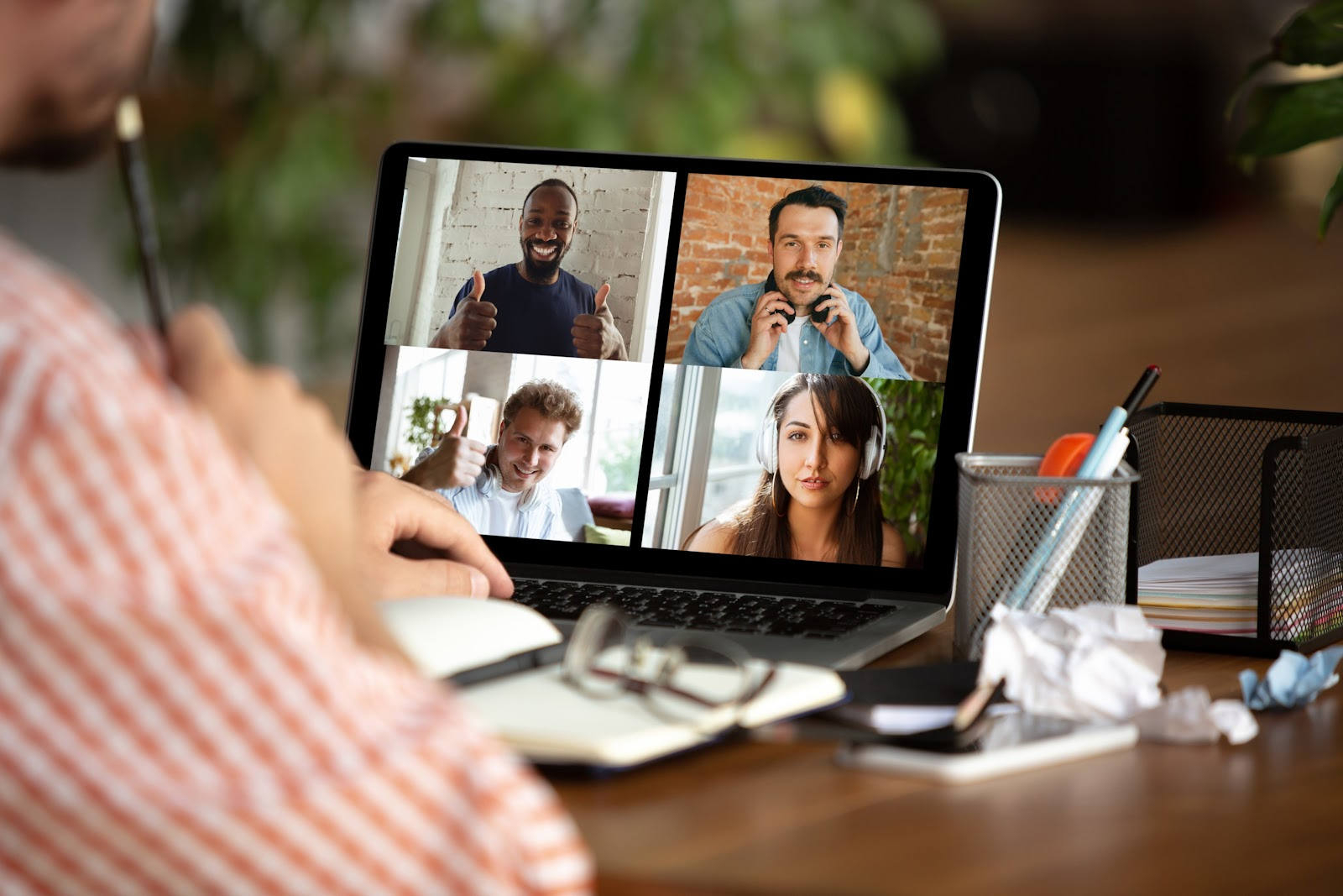 people having a virtual meeting