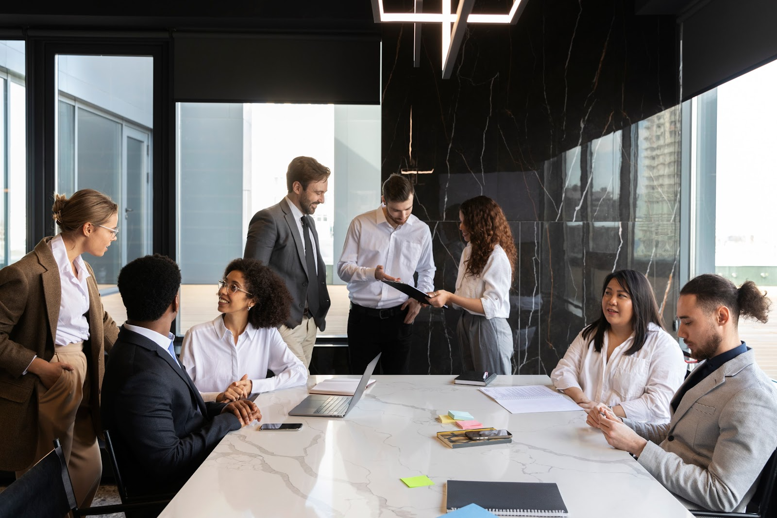 people working in an office