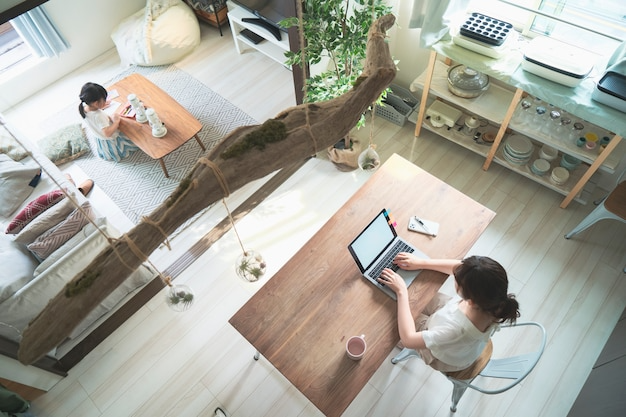 woman working from home