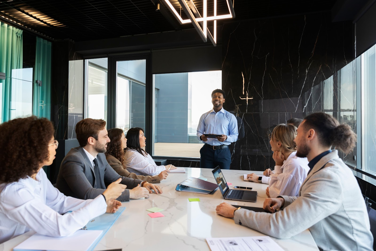 Businessman talking during a meeting