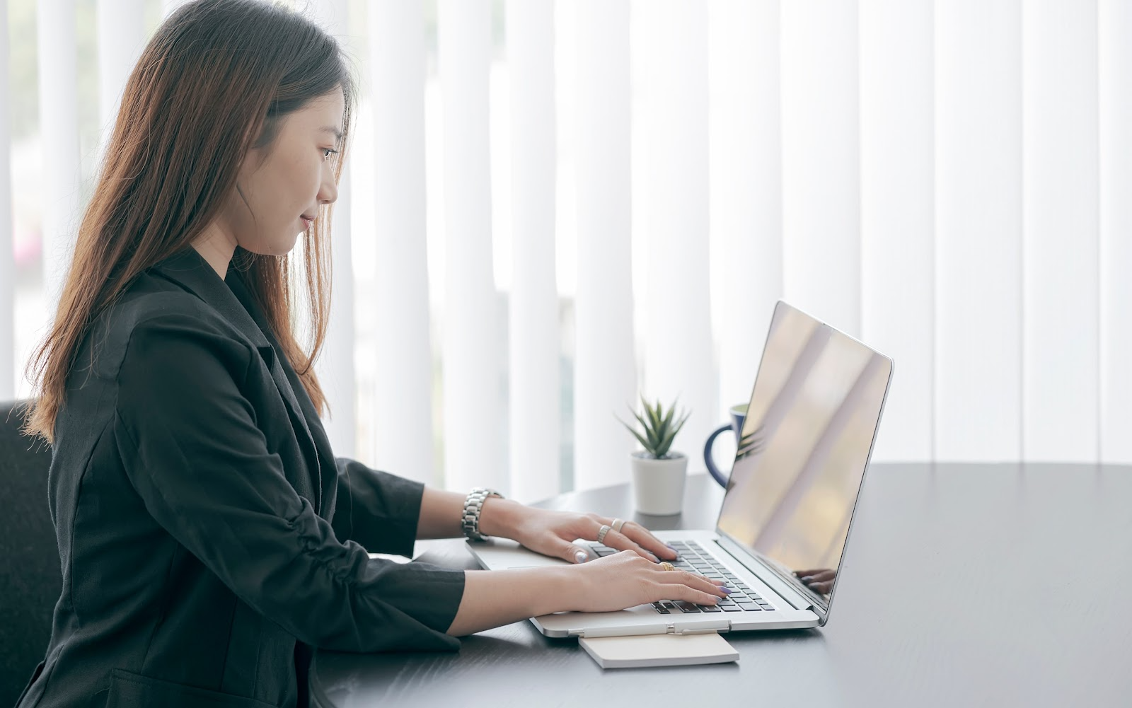 Woman working on her laptop