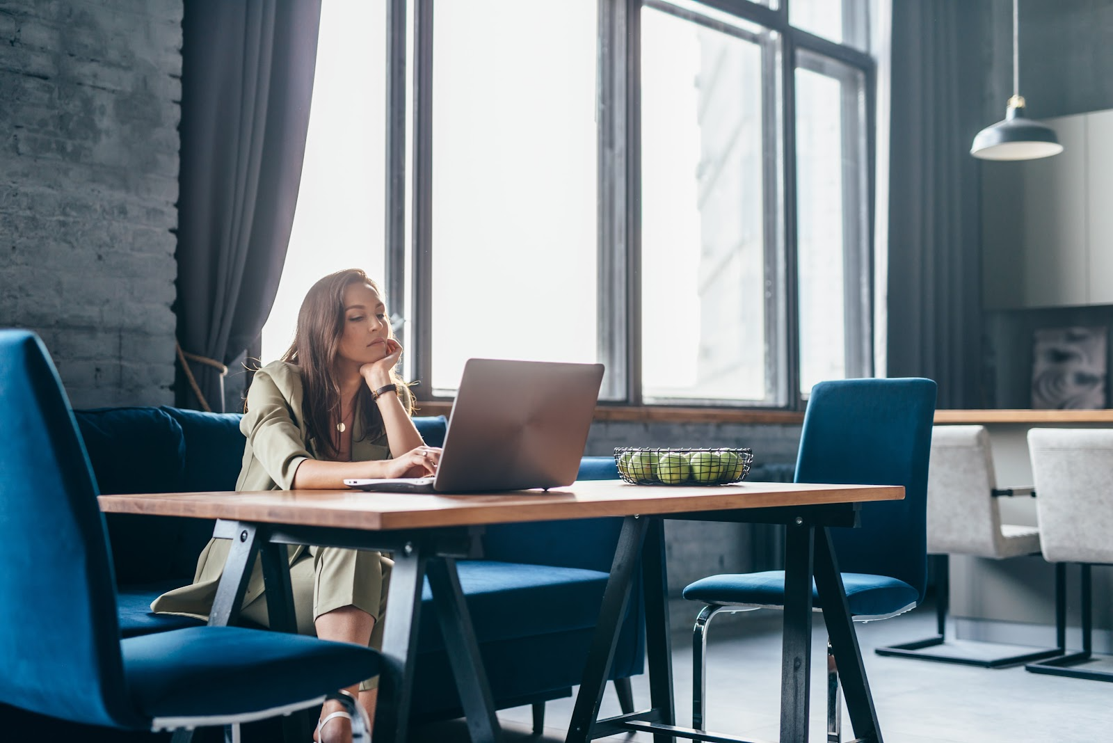 Woman working on her laptop